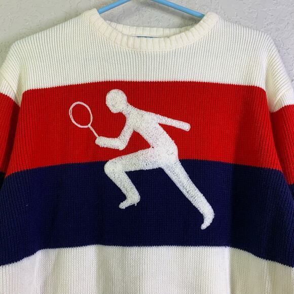TOM GORMAN Tennis Trail Pacific Trail Sweater VTG Crew Neck Knit Tennis Player‎ - Picture 4 of 11